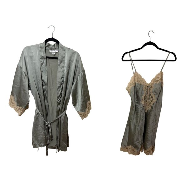 Vintage Victorian Secret Satin & Lace Chemise Nightgown Slip Dress w Spaghetti S - Picture 1 of 16